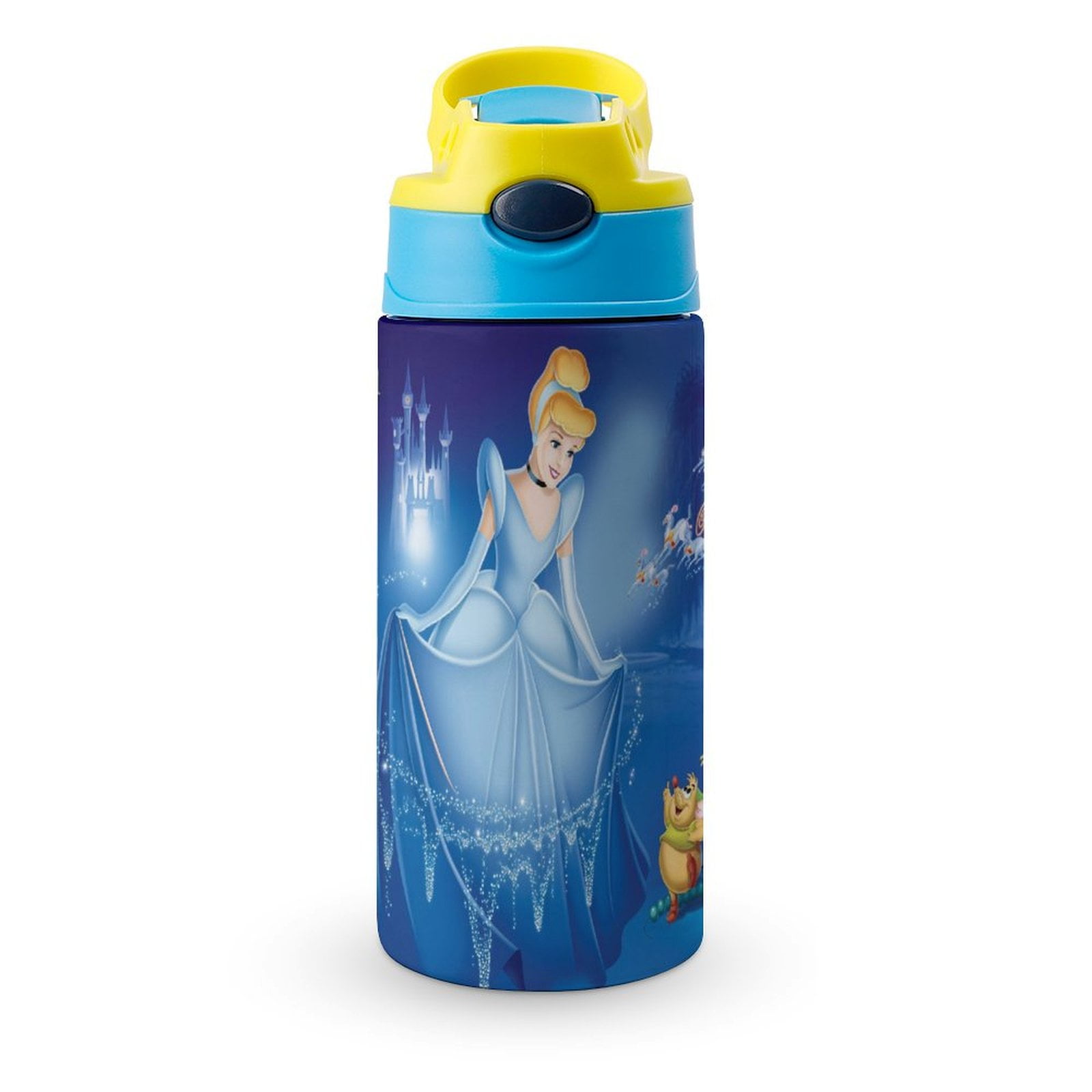 Cinderella Kids Water Bottle with Silicone Straw And Spill-Proof Lid ...