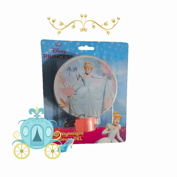 Cinderella LED Night Light Plug Into Wall for Bedroom, Bathroom, Hallway