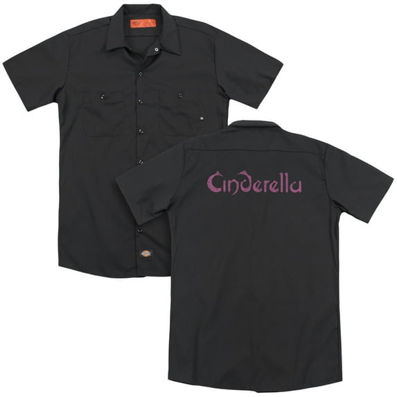 Cinderella Logo Rough (Back Print) Adult Work Shirt Black