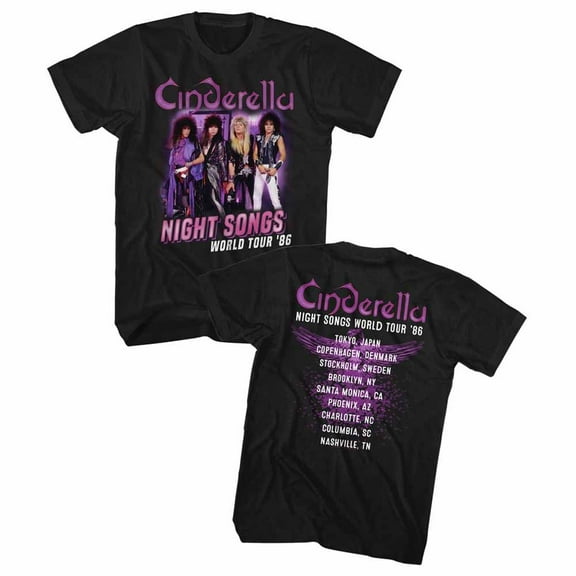 Cinderella Night Songs Tour Black Adult T-Shirt 4Xlt ***F&B***