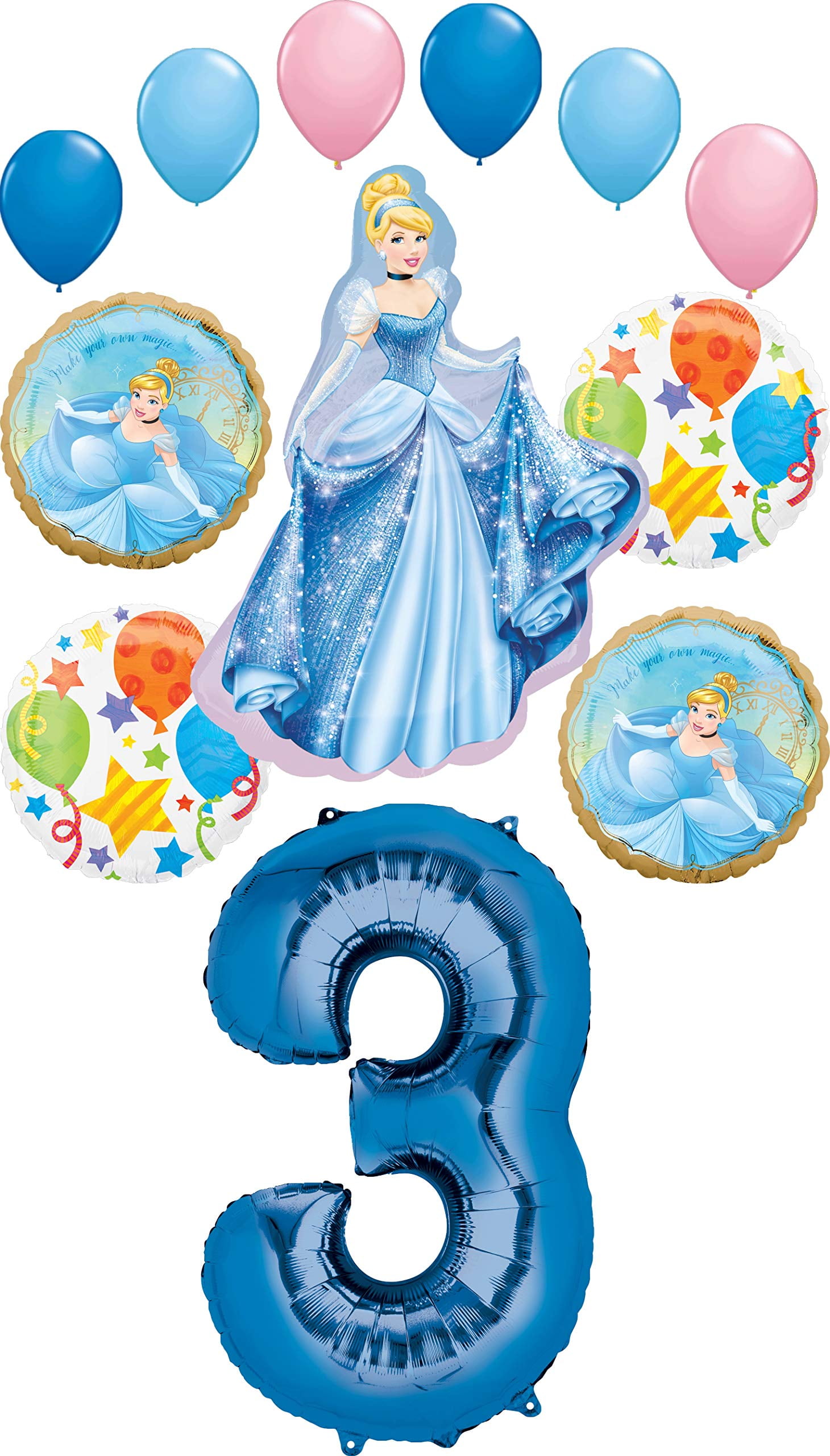 MAYFLOWER PRODUCTS Cinderella Party Supplies Princess 3rd Birthday Balloon Bouquet Decorations