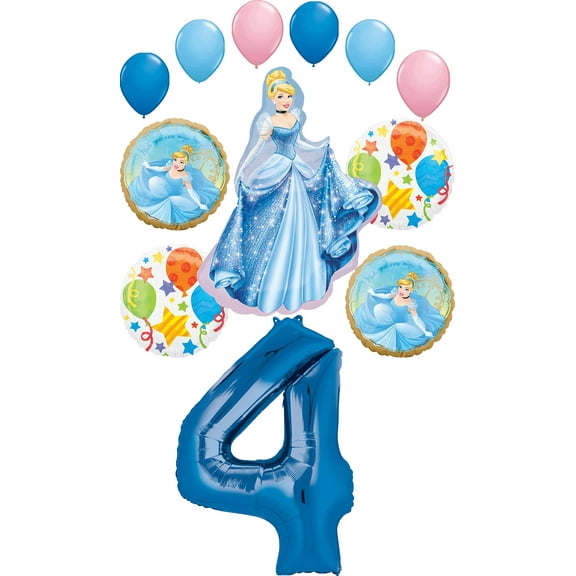 Cinderella Party Supplies Princess 4th Birthday Balloon Bouquet Decorations