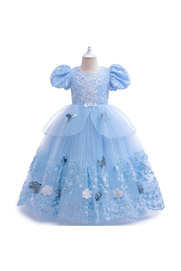 Cinderella Princess Dress for Girls 4-5 Kids Dress Up Costume Outfit Halloween Cosplay Birthday Party Gift