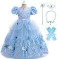 thumbnail image 1 of Cinderella Princess Dress for Girls 5-6 Kids Dress Up Costume Outfit with Accessories Halloween Cosplay Birthday Gift, 1 of 8