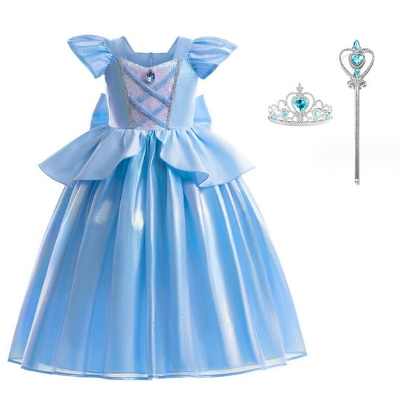 Cinderella Princess Dress for Toddler Girls with Accessories, Fancy Outfit 1-6Y