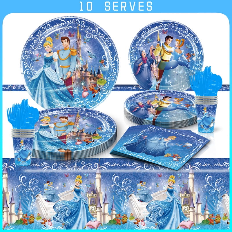 Cinderella Princess Party Tableware Set Plates Cup Kit Birthday Supplies Decorations Disposable Dinnerware