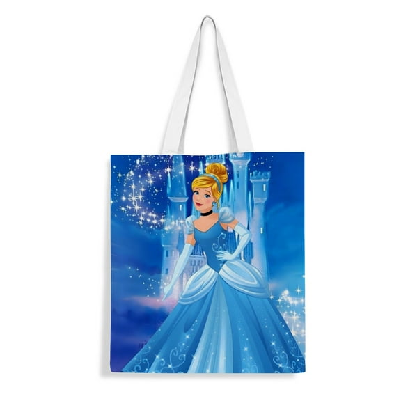 Cinderella Princess-theme canvas Tote Bag for Women Aesthetic Shopping Grocery Reusable Bags with Inner Zipper Women Gift 13.8 x 15.8 inches（35x40cm）