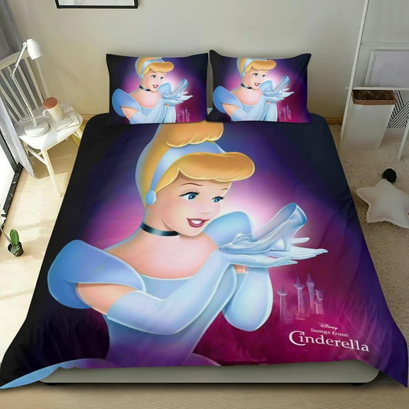 Cinderella Princess-themed Bed Sheet Set Three Piece Set Comfortable And Skin Friendly Unique Design Home Decor Gifts For Family Friends fans36x75Inches90cm*190cm