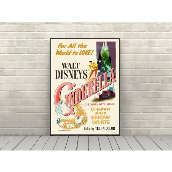 Cinderella Vintage Classic Animated Movie Magic Art Poster - 8x12 UNFRAMED