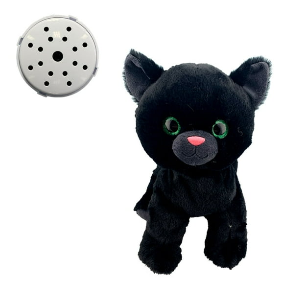 Cinders the Cat 16 inch Stuffed Animal with Recordable Feature - Soft Plush Toy for Kids
