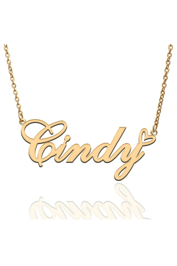 Cindy Custom Name Necklace Customized Personalized Plated Name Necklace for Mother Daughter Friendship Women Valentine's Day Christmas Birthday New Year Gold