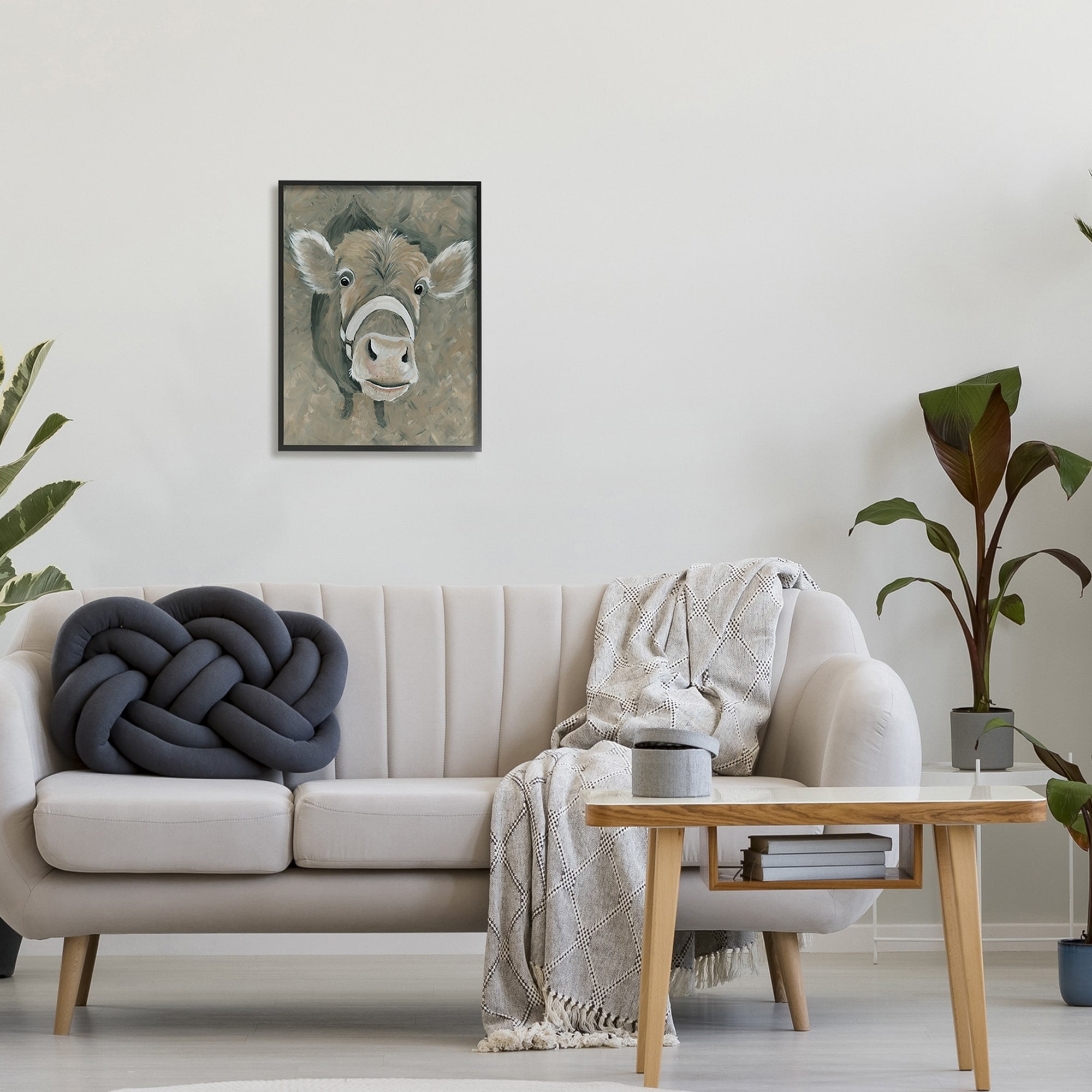 Cindy Jacobs Gossip Cow Head Peeking Eyes Wide Open 16" x 20" Framed Painting Art Print, by Stupell Home Décor