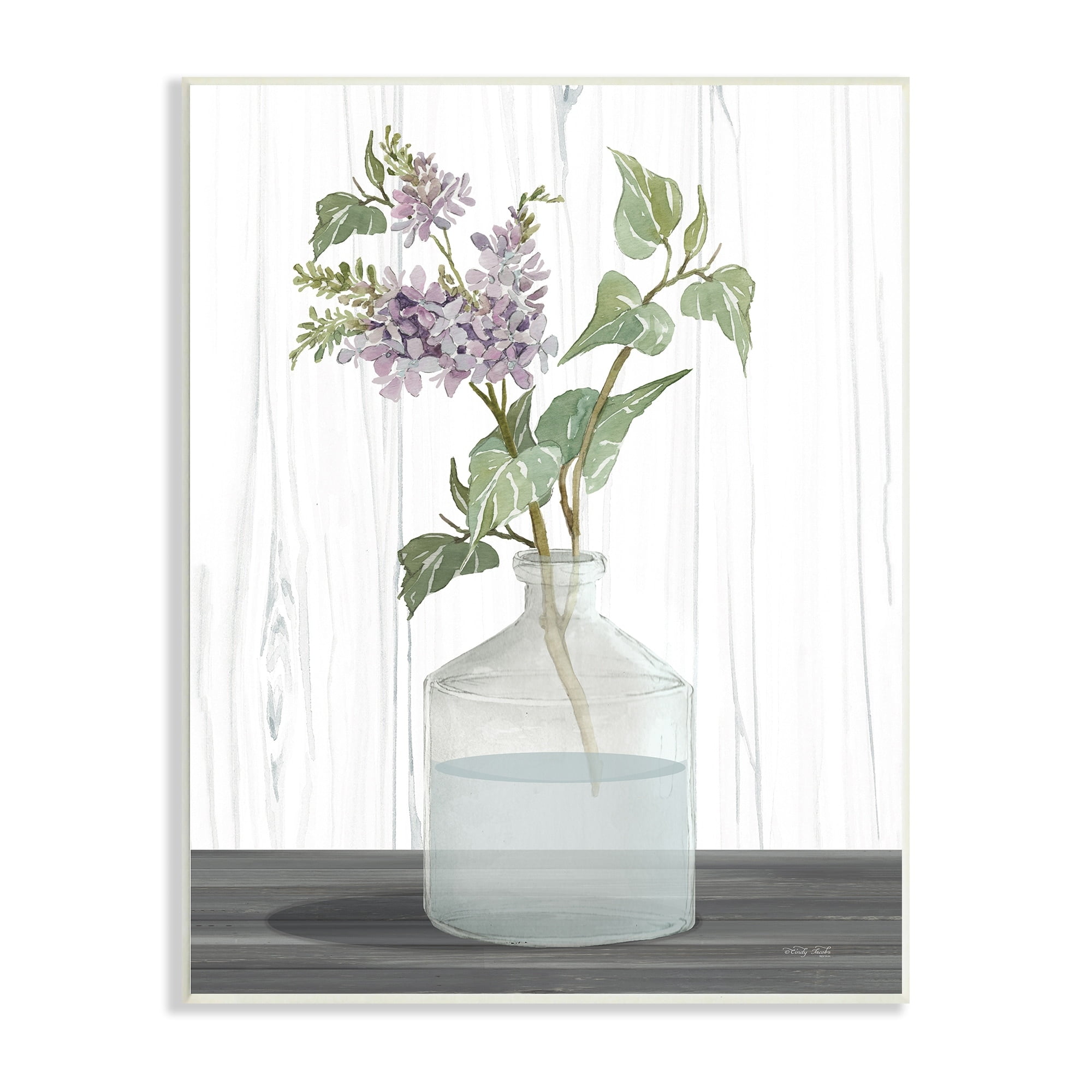 Stupell Industries Spring Lilac Sprig Quaint Country Florals Glass Jar,13 x 19, Design by Cindy Jacobs
