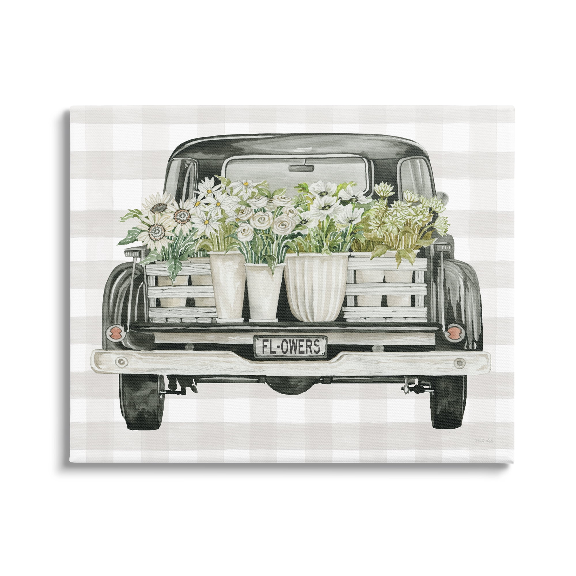 Stupell Industries White Flower Blossoms Farm Truck Country Transportation,40 x 30, Design by Cindy Jacobs
