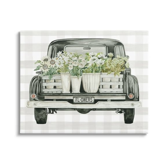 Stupell Industries White Flower Blossoms Farm Truck Country Transportation,40 x 30, Design by Cindy Jacobs