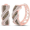 thumbnail image 1 of Cindy Jewels 14K Rose Gold Plated 1.80 Ct Round Cut Brown Diamond Clip On Hoop & Huggie Earring's 925 Sterling Silver For Women's, 1 of 1