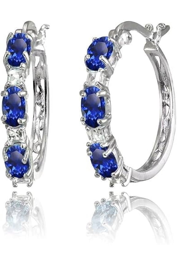 2 Ct Oval Cut Blue Sapphire Clip On Hoop & Huggie Earring's 14K White Gold Plated 925 Sterling Silver For Women's