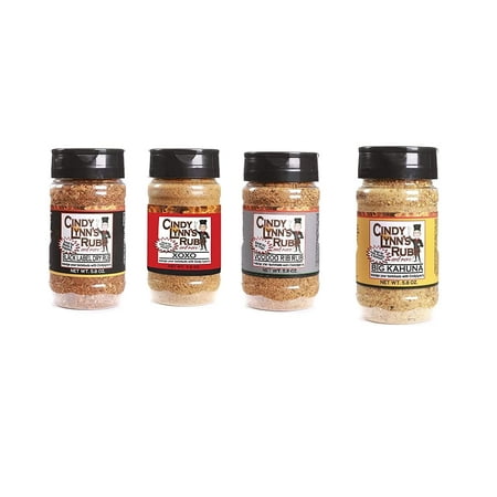 Cindy Lynn's Great Ribs Seasoning Set, 5.8 oz 4-Pack with Black Label Dry Rub, Voodoo Rib Rub, Big Kahuna and Cindy Lynn's XOXO