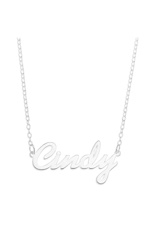 Cindy - Name Plate Necklace in Solid Real Sterling Silver female Personalized Custom Pendent