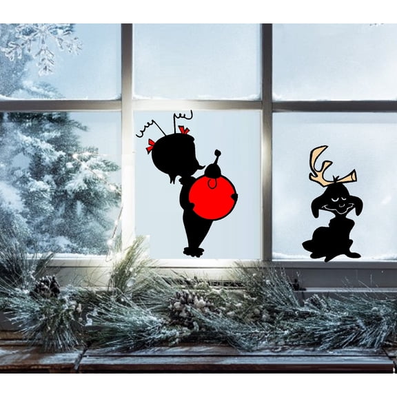 Cindy and Max ~ Christmas Wall or Window Decals Cindy 13" x 19" Max 10" x 22"