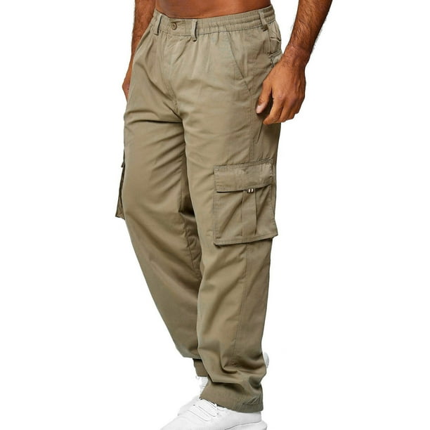 Cindysus Cargo Pants for Men Solid Casual Pants Multiple Pockets ...