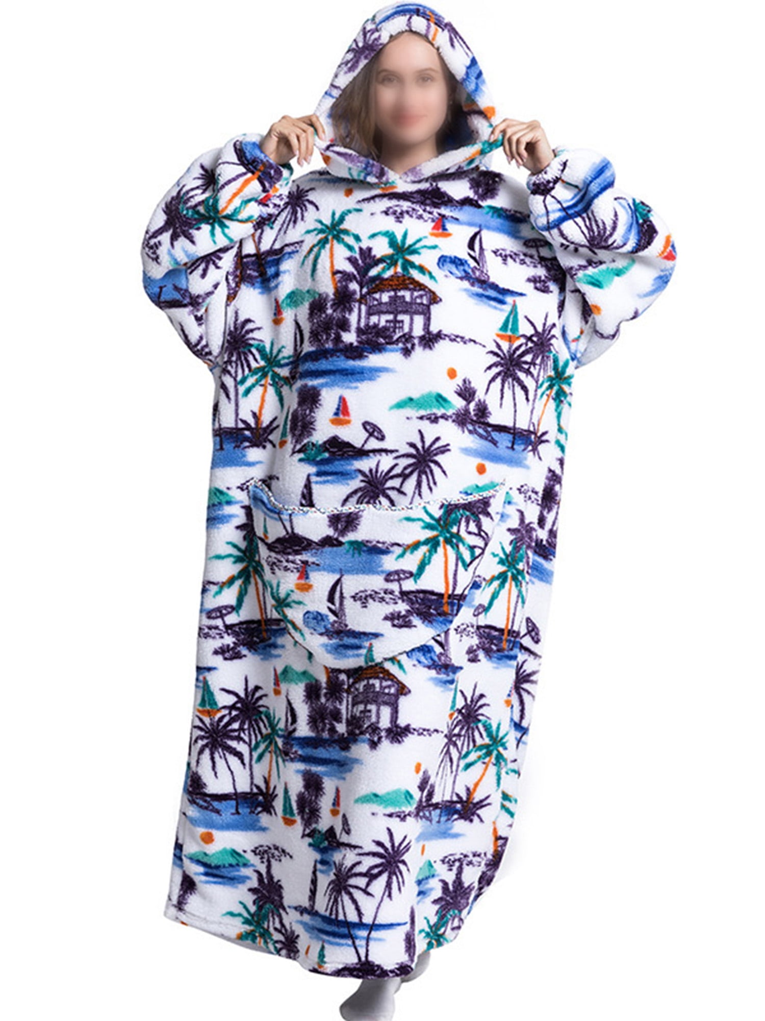 Cindysus Cozy Sherpa Oversize Wearable Blanket Hoodie for Women Winter