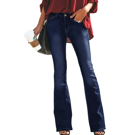 Cindysus Jeans for Women Casual Flare Bell Bottom Jeans Ladies Slim Fit Denim Pants Retro Flare Jeans