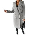 thumbnail image 1 of Cindysus Ladies Jacket Cardigan Outwear Double Breasted Overcoats Holiday Pea Coats Long Length Trench Coat Light Grey 3XL, 1 of 5