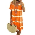 thumbnail image 1 of Cindysus Ladies Sundress Tie Dye Midi Dress V Neck Tunic Dresses Holiday Sexy Orange 5XL, 1 of 2