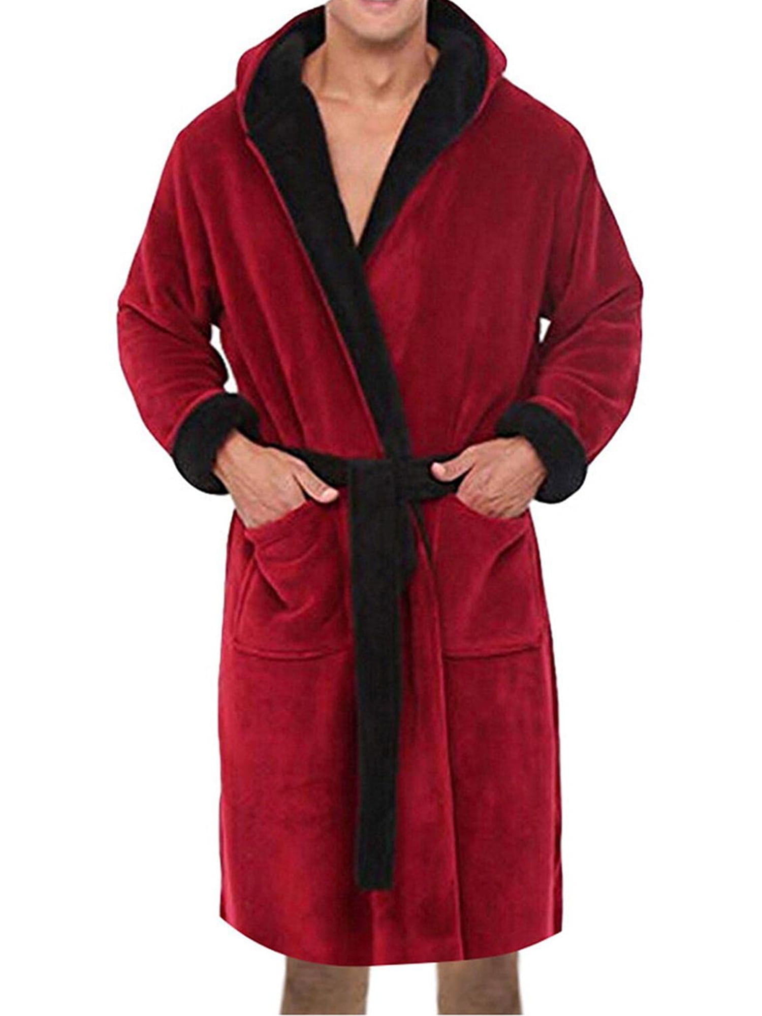 Men Winter Warm Fleece Hooded Dressing Gown Bath Robe Nightwear Sleepwear |  Fruugo TR