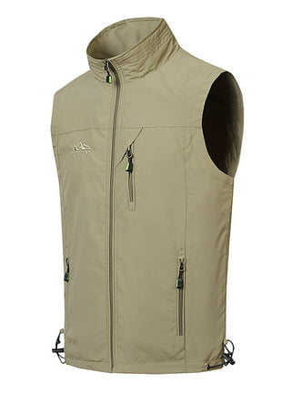 Cindysus Women Cargo Vest Fishing Jacket Full Zip Waistcoat Photo Casual  Khaki XL