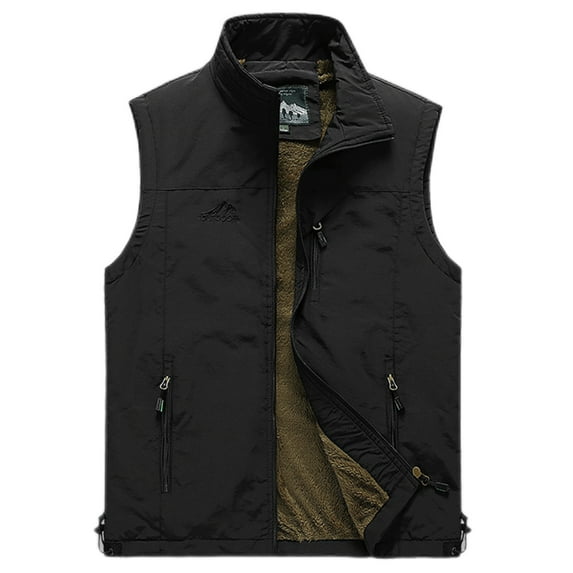 Cindysus Men Zip Up Lightweight Jackets Fleece Sherpa Lined Winter Jacket For Mens Warm Outdoor Outerwear Black M