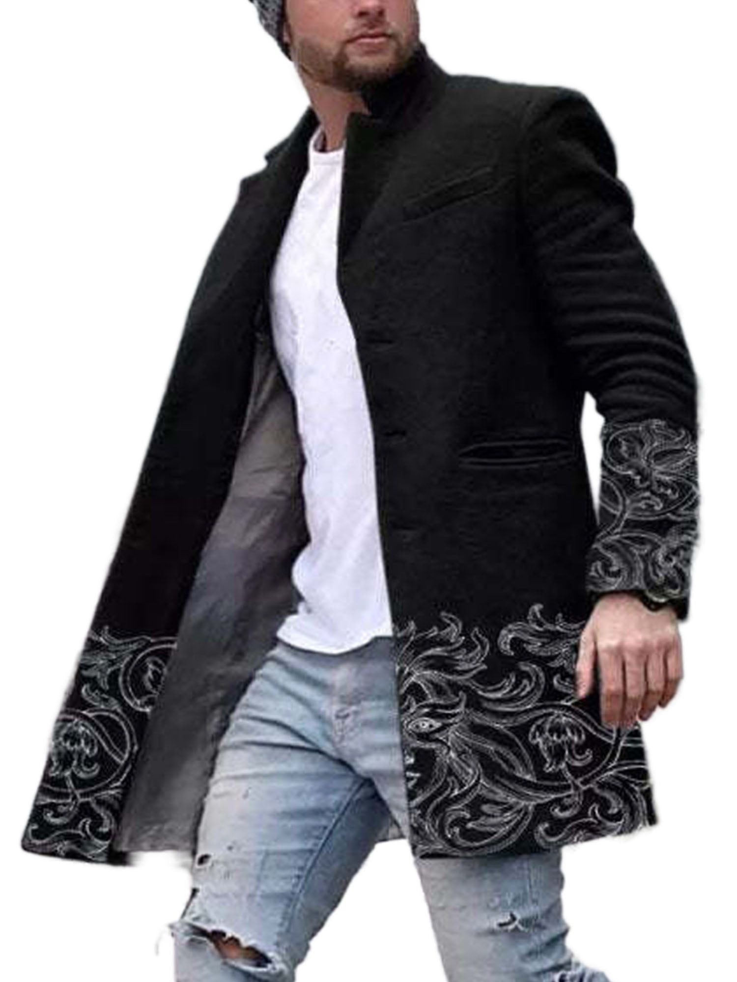 Men Woolen Coats Winter Slim Fit Warm Overcoats Brand Detachable Collar Casual Wool Blends Trench Coats SL-F053