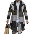 thumbnail image 1 of Cindysus Men's Business Single Breasted Overcoats Mens Slim Fit Jacket with Pockets Plaid Casual Peacoat Green Gray XL, 1 of 2