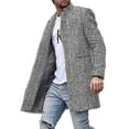 thumbnail image 1 of Cindysus Men's Business Single Breasted Overcoats Mens Slim Fit Jacket with Pockets Plaid Casual Peacoat Grey 2XL, 1 of 3