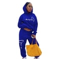 thumbnail image 1 of Cindysus Women Casual Sweatsuit Letter Print Playsuit 2 Piece Outfit Sweatshirt and Sweatpants Loose Fit Jogger Set Colorful Blue XL, 1 of 4
