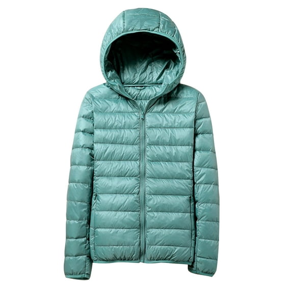 Cindysus Women Puffer Jacket Full Zip Coat Pocket Outwear Packable Party Hooded Down Jackets Green 4XL