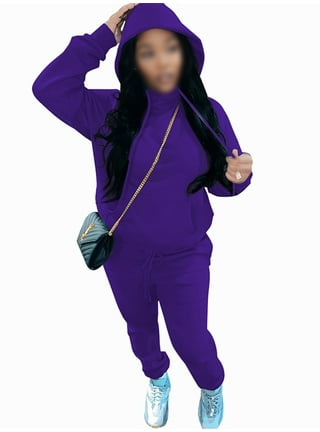 Cindysus Women Two Piece Outfit Plus Size Sweatsuit Hoodie Jogger Set  Casual Jogging Long Sleeve Tracksuit Sets Brown 3XL 