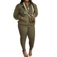 thumbnail image 1 of Cindysus Women Two Piece Outfit Plus Size Sweatsuit Hoodie Jogger Set Casual Jogging Long Sleeve Tracksuit Sets Army Green L, 1 of 2