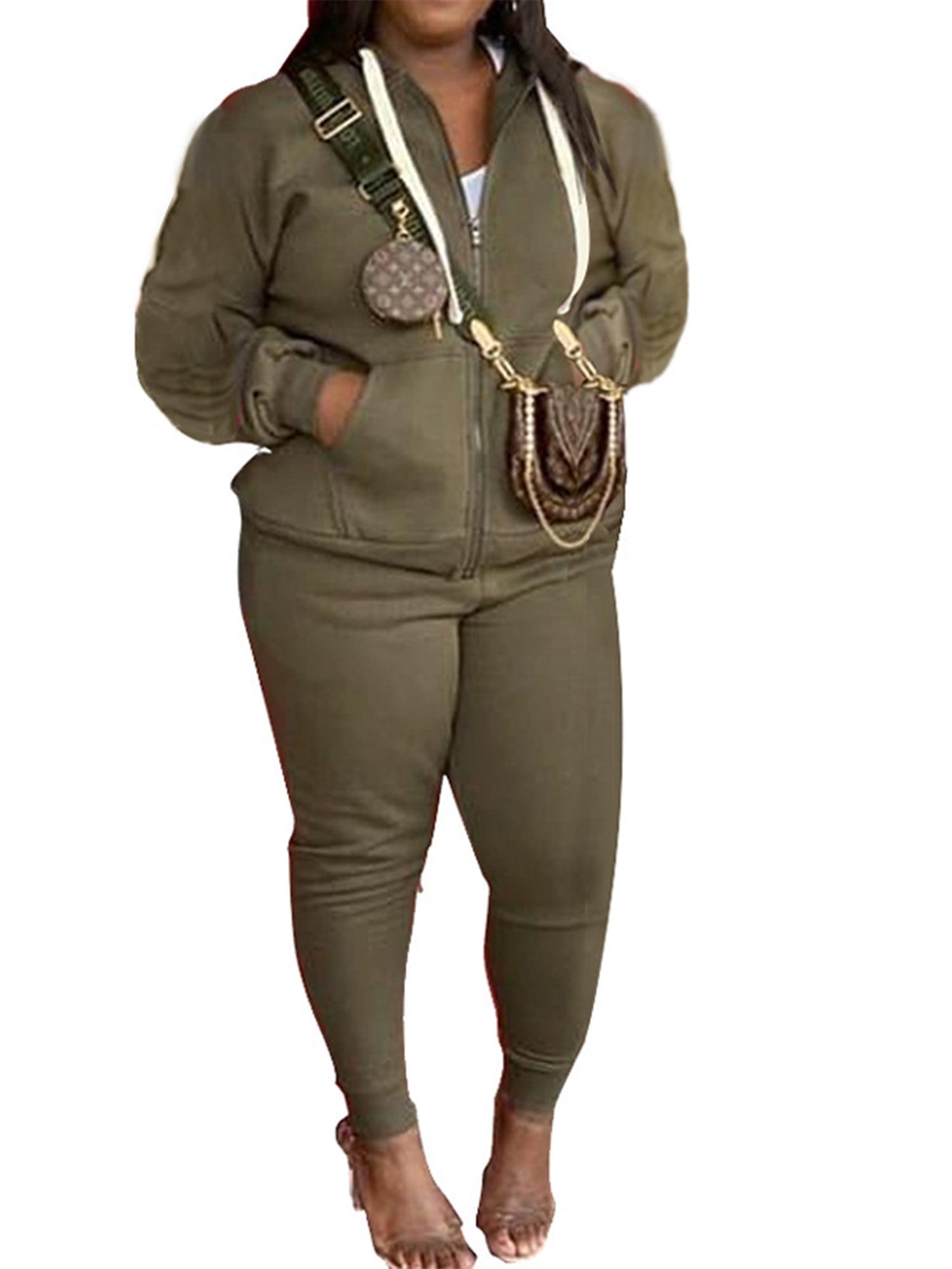 Cindysus Women Two Piece Outfit Plus Size Sweatsuit Hoodie Jogger