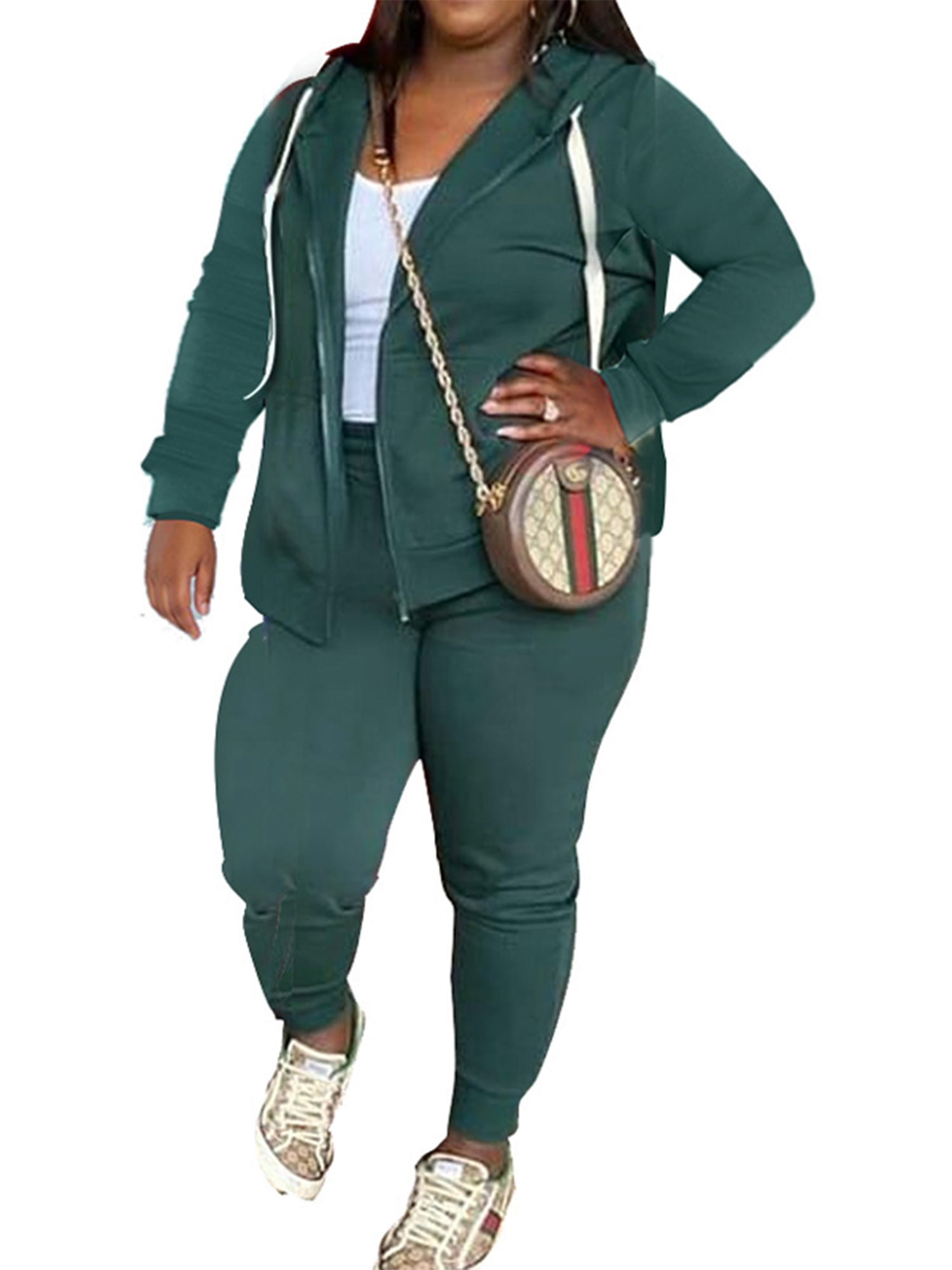 Cindysus Women Two Piece Outfit Plus Size Sweatsuit Hoodie Jogger Set  Casual Jogging Long Sleeve Tracksuit Sets Brown XL