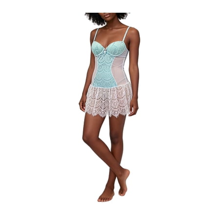 Cinema Etoile Women's Molded Cup Eyelash Lace and Mesh Babydoll