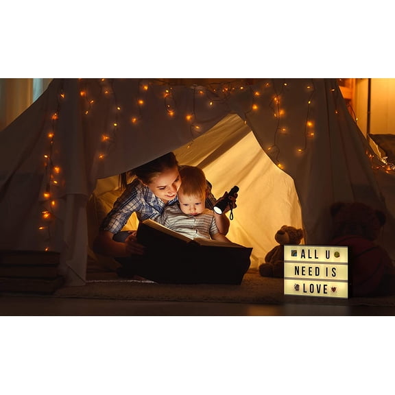 Cinema Light Box with Letters Marquee Color Changing Light Box Sign with 386 Black & Color Letters & Emoji & 2 Markers- Premium Light Up Letter Board 16 Dimmable Remote-Controlled Colored Options