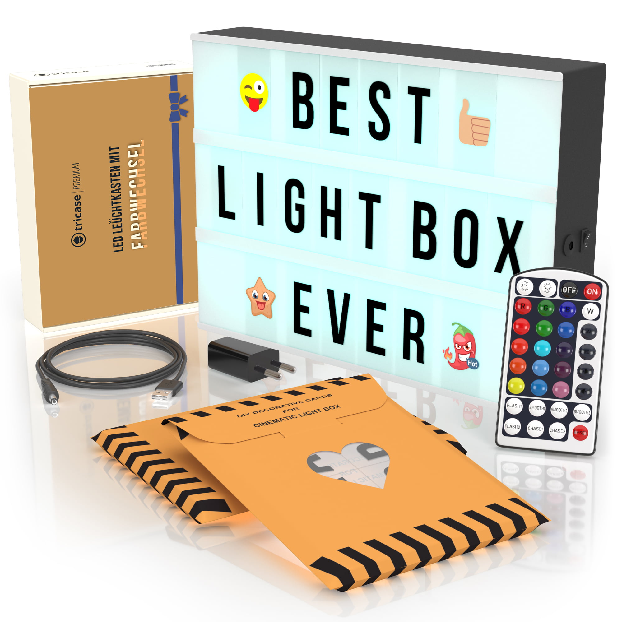  Color Changing Cinema Light Box with Letters - 354 Total  Letters, Numbers & Emojis, 16 Colors Remote-controlled PREMIUM Cinematic  Marquee Sign Light Box