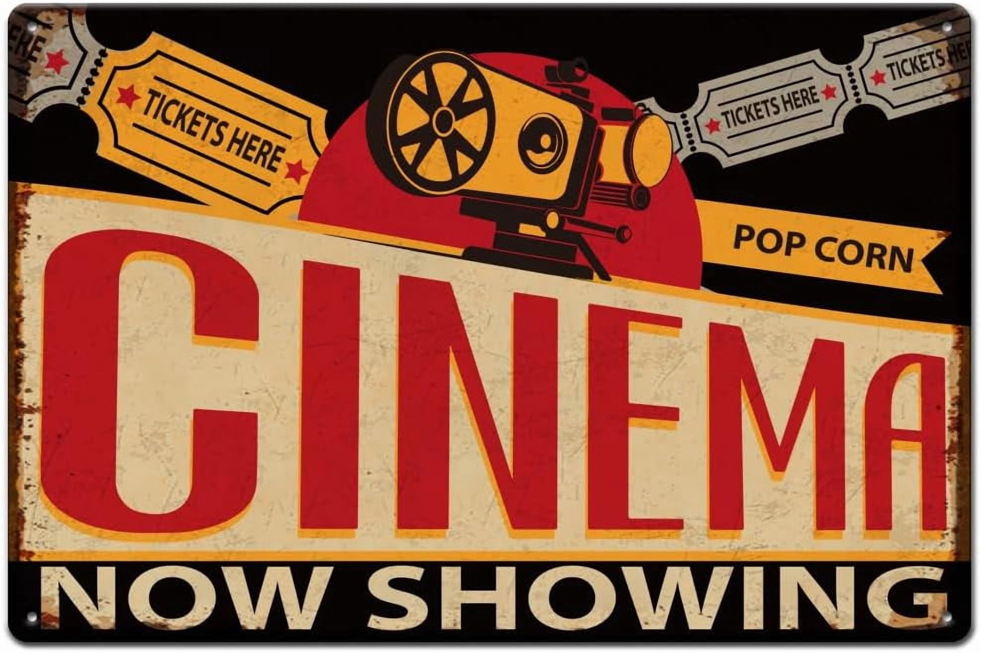 Cinema Metal Tin Sign Movie Player Tin Signs Retro Cinema Now Showing ...