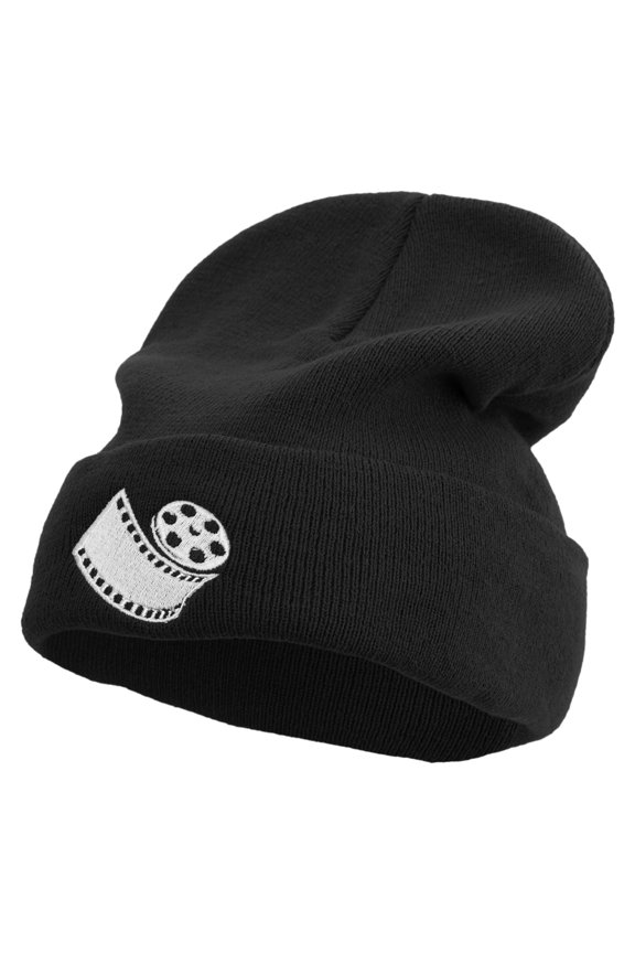 Cinema Old Style Film Big Size Acrylic Long Beanie - Black XL-3XL