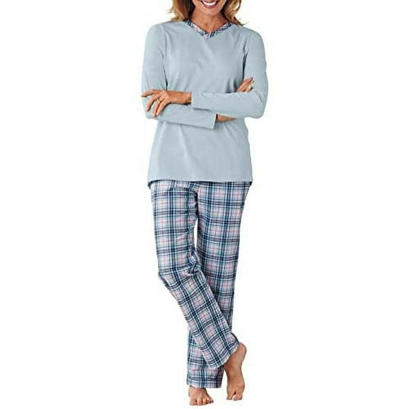 Cinema Studio Women's Missy Size Knit and Flannel Pajama Set