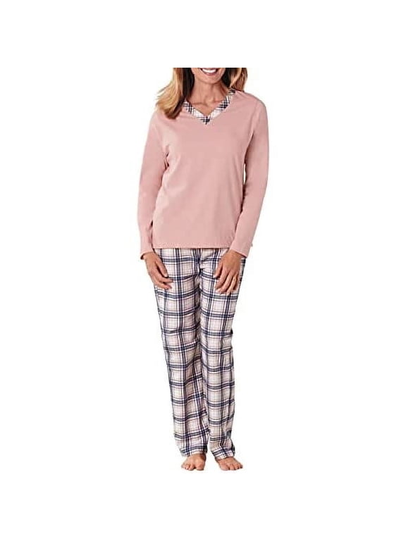 Women's Plus Size Knit and Flannel Pajama Set
