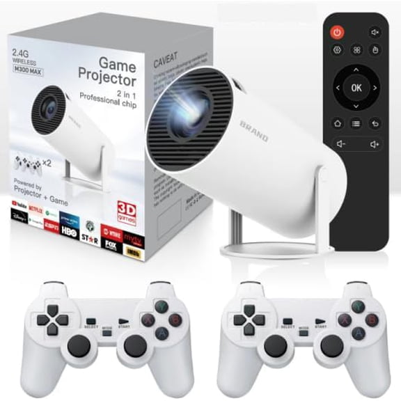 Cinemaster Pro - 4K Smart Movie Projector, M300 Max Game Projector, LED, USB, White