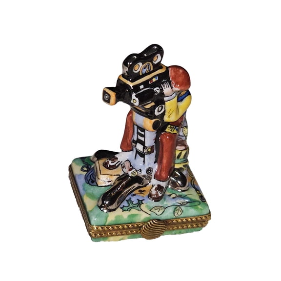 Cinematic Cameraman Box for Film Lovers Limoges Box Porcelain Figurine